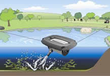 The Oase Air Flo LM surface aerator will increase oxygen content and improve water circulation.